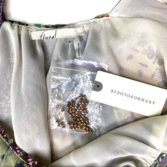 NWT Anthropologie FLOREAT Floral Top Patchwork Beaded Fairycore Cottagecore XS - Picture 7 of 13